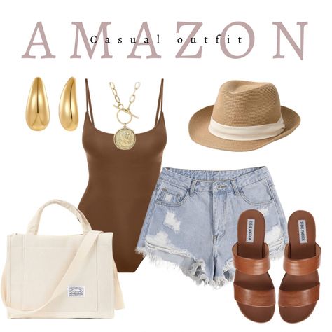 Casual summer fashion finds Amazon Outfits Women Summer, Amazon Summer Fashion 2024, Summer Outfits Amazon, Amazon Outfit Ideas, Amazon Summer Outfits, Shein Vacation Outfits, Florida Vacation Outfits, Retro Summer Outfits, Jeans And Bodysuit