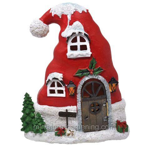 Winter Mantle Decor, Xmas Cakes, Winter Mantle, Christmas Fairy Garden, Clay Fairy, Clay Fairy House, Garden Houses, Led House, Garden Figurines