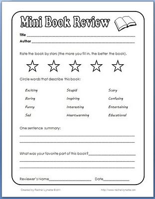 Mini Book Review-great activity for a sub to do in Music!!! Students can just grab a book from our classroom library. Mini Book Review, Writing A Book Review, Book Review Template, Book Reports, Elementary Library, Library Activities, Classroom Freebies, Teaching Ela, Library Lessons