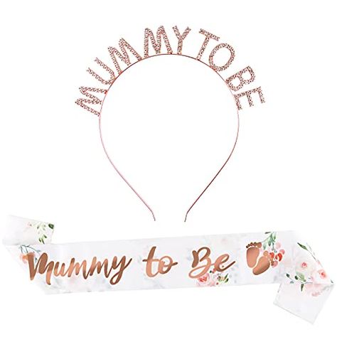 Baby Shower Party Gifts, Crown Baby Shower, Party Tiara, Mummy To Be, Baby Shower Sash, Rose Gold Tiara, Mum To Be, Unisex Baby Shower, Rhinestone Tiara