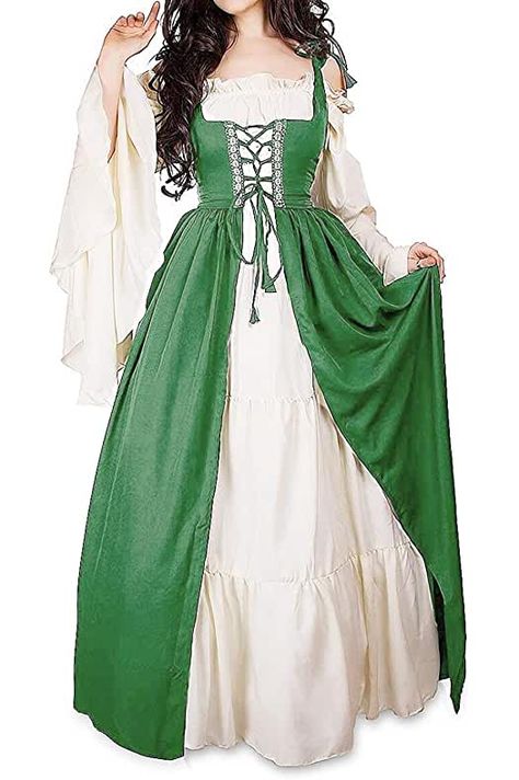 Middle Ages Dress, Halloween Gown, Masquerade Party Dresses, Irish Costumes, Gaun Abad Pertengahan, Long Sleeve Boho Dress, Gaun Fashion, Princess Cosplay, Gown Plus Size