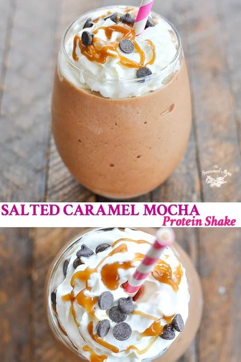 Mocha Protein Shake, Light Foods, Healthy Protein Smoothies, Smoothie Recipes With Yogurt, Salted Caramel Mocha, Coffee Protein Shake, Protein Shake Smoothie, Protein Smoothies, Caramel Mocha