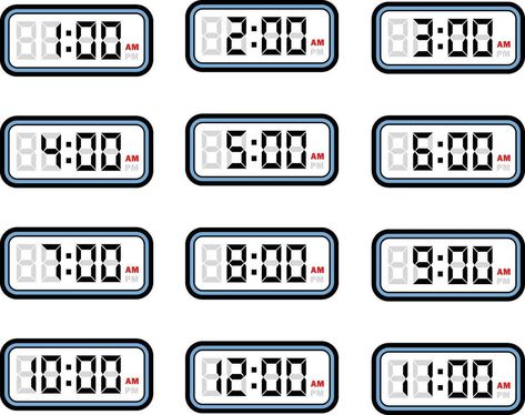 Digital Clock Time Flat Vector Set with 12 Hours Format, Digital Number Illustration Digital Clock Illustration, Number Illustration, Clock Tattoo, Digital Clock, Time Clock, Digital Clocks, Heart Tree, Flat Vector, Cityscape Photos