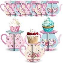 Vintage Tea Party Table, Tea Party Table Decorations, Tea Party Cupcakes, Tea Party Supplies, Teapot Decor, Tiered Cake Stands, Cupcake Stand Wedding, Tea Party Table, Vintage Cake Stands