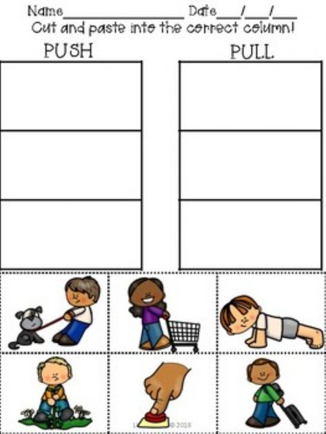 Push And Pull Worksheets, Halloween Reading Activity, Letter P Worksheets, Alphabet For Toddlers, Science Stations, Prek Math, Worksheets For Kindergarten, Push And Pull, Indoor Games For Kids