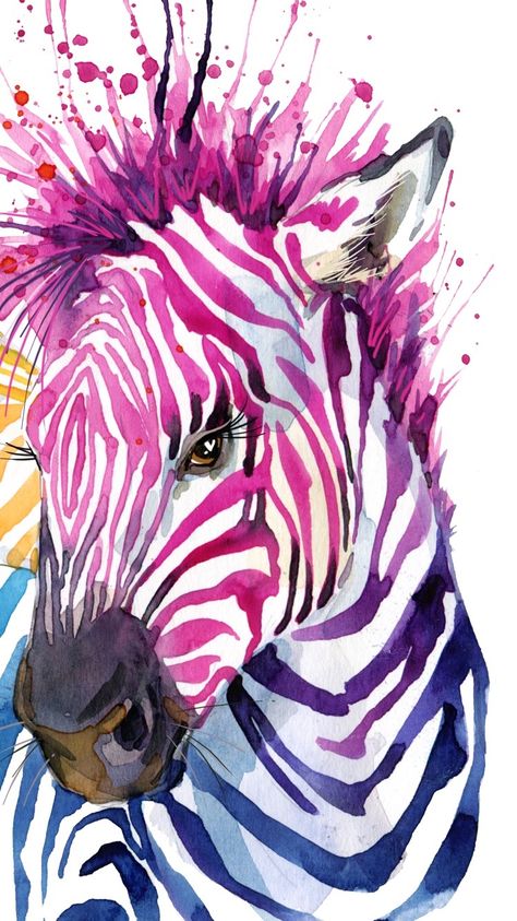 Ecoline Art Ideas, Colorful Animal Art, Painting Ideas Easy Simple, Easy Acrylic Painting Ideas, Zebra Painting, Painting Ideas Easy, Zebra Art, Acrylic Painting Ideas, Easy Acrylic Painting