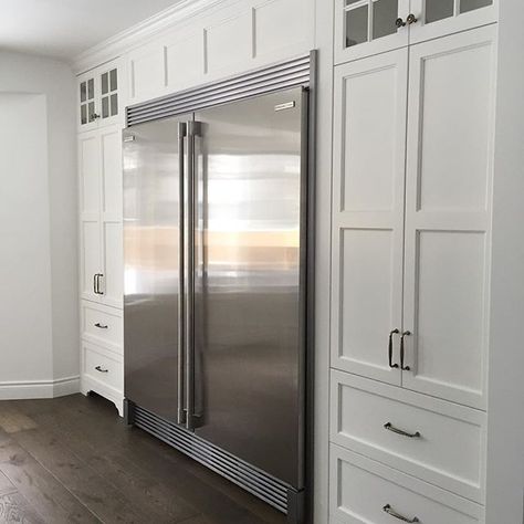 built-in fridge, pantry, baking center, and wall ovens Built In Pantry Cabinet Wall With Refrigerator, Fridge Wall In Kitchen, Kitchen Wall Storage Cabinets, Wall Oven Kitchen, Baking Center, Fridge Pantry, Refrigerator Wall, Wall Ovens, Kitchen Furniture Storage