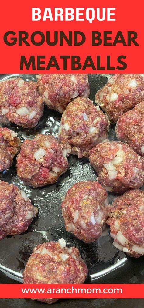 Use ground bear meat in these tasty meatball recipe! Tangy and so flavorful! Cooking Bear Meat, Bear Meat Recipes Slow Cooker, Ground Bear Recipes, Ground Bear Meat Recipes, Bear Sausage Recipes, Bear Meat Recipes, Bear Meat Recipe, Indigenous Recipes, Venison Meatball Recipes