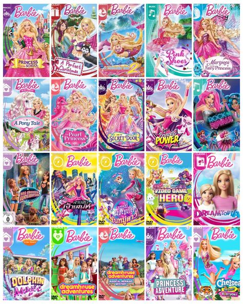 Og Barbie Movies, Barbie Movies List, Barbie Dvd, Barbie Fanart, Disney Themed Food, Blue Snacks, Princess Artwork, Barbie Games, Good Animated Movies