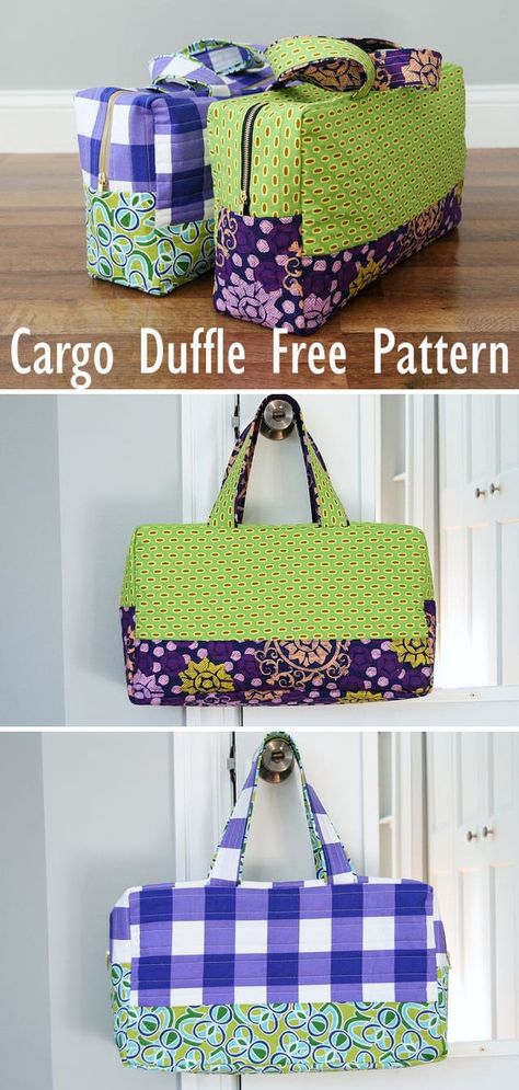 Cargo Duffle Bag Free Pattern Sports Bag Diy Free Pattern, Diy Carry On Bag Free Pattern, Small Duffle Bag Pattern Free, Sew Travel Bag, Free Duffle Bag Sewing Patterns, Diy Duffle Bag Pattern Free, Bag Sewing Patterns Free, Quilted Bag Patterns Free, Overnight Bag Pattern