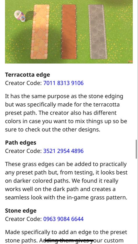 Acnh Original Path, Bangs And Freckles Animal Crossing, Acne Path Borders, Animal Crossing Curb Design, Acnh Fake Incline Code, Dirt Path Border Animal Crossing, Animal Crossing Circle Path, Acnh Curb Code, Animal Crossing Path Tutorial