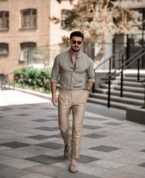 Rowan Row Rowan Row, Wedding Outfits For Groom, Beige Fashion, Man Outfit, Money Outfit, Classy Outfits Men, Smart Casual Men, Engagement Outfit, Beach Outfits