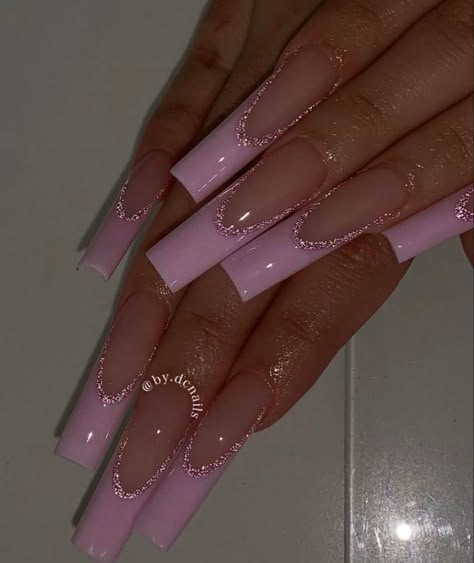 Glitter Nails Art, Nail Art Trendy, Pink French Nails, Baby Pink Nails, 2023 Nail, Pink Glitter Nails, Manicure Gel, Nail Art Glitter, Simple Acrylic Nails