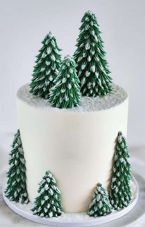 Cake Tree, Pine Tree Cake, Christmas Tree Cake Ideas, Cute Christmas Cakes Easy, Christmas Tree Cake Designs, New Years Cake Ideas 2024, Winter Themed Cakes Birthday, Two Tier Christmas Cake, Cakes Christmas