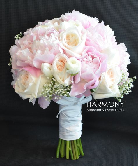 Blushing Bridal Bouquet :: peonies, garden roses, tulips and ranunculus Rose Calla Lily Bouquet, Ranunculus Bulbs, Blush Bridal Bouquet, Bridal Bouquet Peonies, Calla Lily Bouquet, Lily Bouquet, Floral Trends, Bride Magazine, Peonies Garden