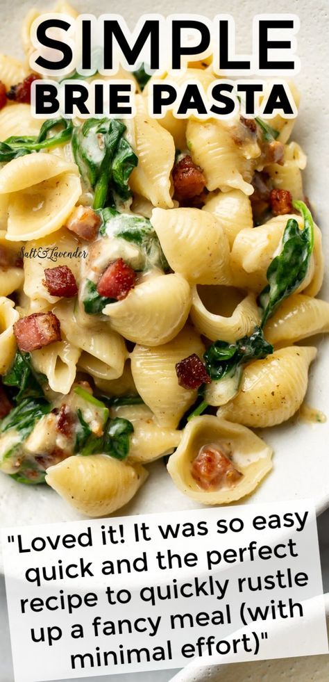 Dinners With Brie Cheese, Easy Recipes With Brie Cheese, Creamy Brie Pasta, Pasta Brie Recipe, Simple Fancy Recipes, Meals With Brie Cheese, Dinner Recipes With Brie, Brie And Pasta Recipes, Fancy Pasta Dishes Aesthetic