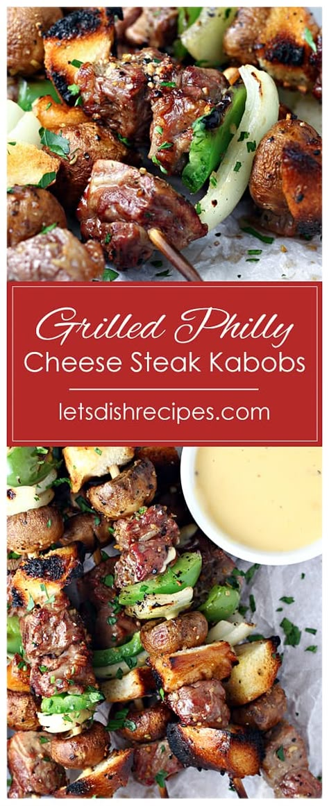 Steak Peppers, Sandwich Cheese, Steak Kabobs, Cheese Steak Sandwich, Healthy Grilling Recipes, Grilled Dinner, Kabob Recipes, Cheese Steak, Philly Cheese