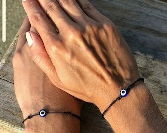 CatDesingTR - Etsy Turkey Evil Eye Bracelet Diy, Couple Illustration Wedding, Romantic Boyfriend, Evil Eye Hand, Relationship Bracelets, Bracelets For Boyfriend, Handmade Birthday Gifts, Creative Gifts For Boyfriend, Cute Tumblr Pictures