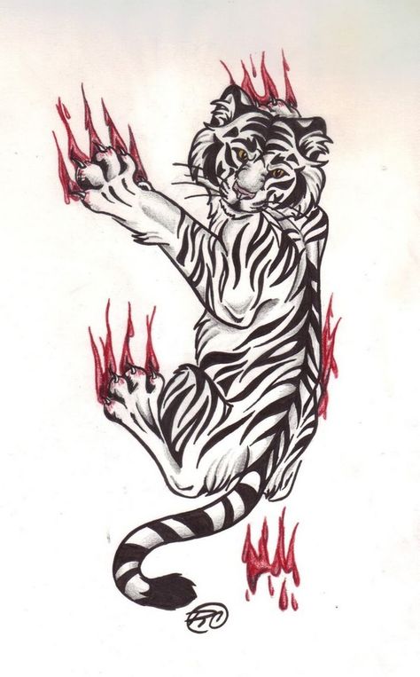 Tiger Tattoo Drawing Scratch Tattoo, White Tiger Tattoo, Godzilla Tattoo, Tattoo Easy, Japanese Tiger Tattoo, Tattoo Posters, Cool Tattoo Drawings, Tiger Tattoo Design, Tiger Drawing