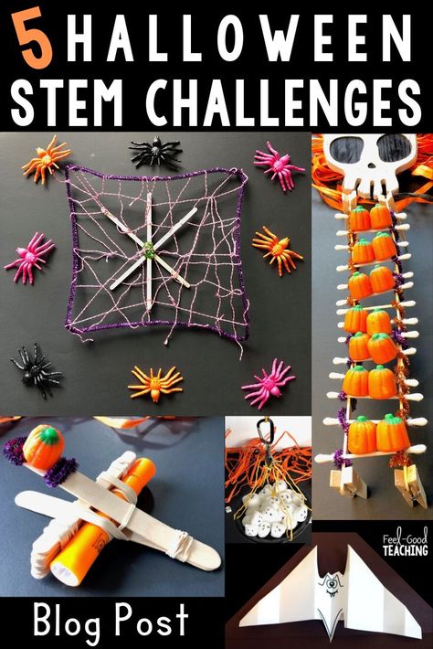 Looking for Halloween STEM activities for your kids? You don't have to choose between fun & rigor! There are five Halloween STEM Challenges: Bone Bridge, Creature Catcher, Wings Wanted, Treat Toss, and Ghosts in the Graveyard. Check the blog for all the details for five Halloween STEM Challenges, including video walk-throughs! Ghosts In The Graveyard, Activities For October, Halloween Stem Challenge, Halloween Science Activities, Fall Stem Activities, Challenge Activities, Halloween Stem Activities, Halloween Stem, Halloween Science