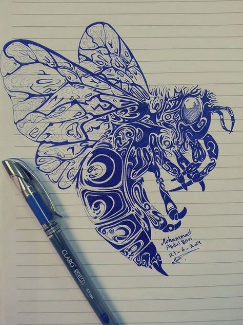 Wasp.. Tattoo Butterfly, 8bit Art, Butterfly Effect, Insect Art, Bee Art, Arte Sketchbook, A Pen, Pen Art, Cool Art Drawings