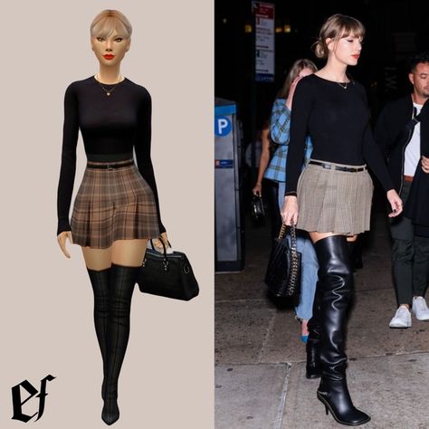 Sim Download: Taylor Swift Street Style | Patreon Sims 4 Cc Street Style, Taylor Swift Collection, Taylor Swift Street Style, Sims Builds, The Sims Cc, Sims 4 Mods, Sims Cc, Sims 4 Cc, The Sims 4