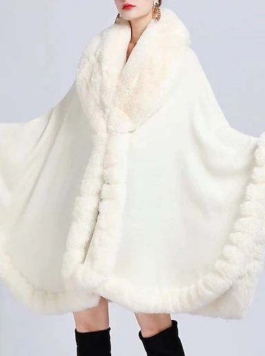 Shawls Women's Wrap Pure Elegant Sleeveless Knitwear Wedding Wraps With Pure Color For Party Spring & Summer 2024 - $81.99 Faux Fur Wedding, Poncho Coat, Faux Fur Wrap, Poncho Cardigan, Poncho Shawl, Warm Cardigan, Fur Wrap, Loose Coats, Capes For Women