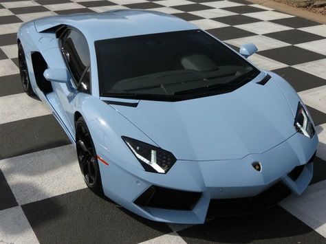 Light Blue Lamborghini, Blue Sports Car, Light Blue Car, Blue Cars, Toyota Vios Modified, Alpine Car, Lamborghini Interior, Blue Lamborghini, White Lamborghini