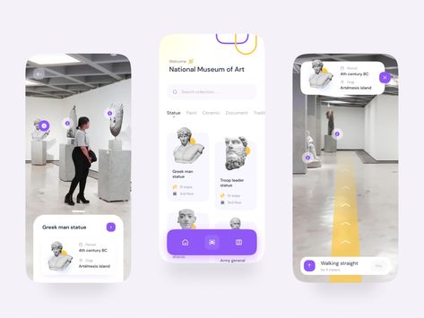 AR Museum App Design by Maulana Farhan 🐣 for Enver Studio on Dribbble Ux Design Trends, Website Design Trends, Ui Ux 디자인, Ui Design Trends, Ui Ux App, Directory Design, Art Apps, Game Interface, Application Design