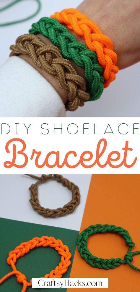 Shoelace Bracelet Diy, Shoelace Crafts, Shoe Lace Bracelet, Upcycled Jewelry Diy, Cute Diy Bracelets, Shoelace Bracelet, Easy Crafts For Teens, Recycled Bracelets, Make A Tie