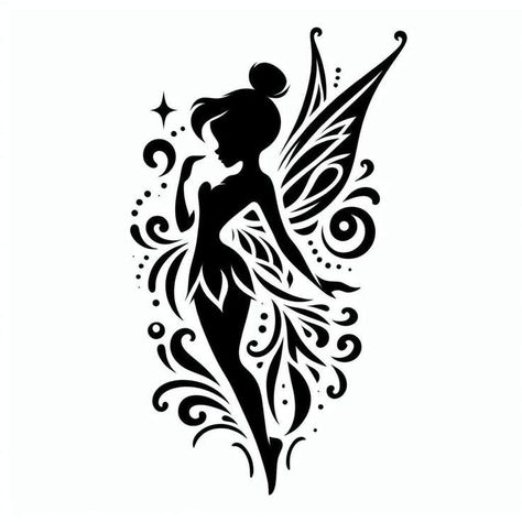 Disney Silhouette Art, Disney Silhouette, Disney Silhouettes, Idee Cricut, Fairy Pictures, Silhouette Clip Art, Laser Art, Disney Tattoos, Cricut Craft Room