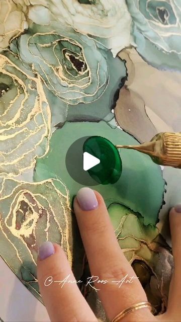 Resin On Acrylic, Green Resin Art, Yupo Paper Art, Textured Paste, Roses Acrylic, Learn Acrylic Painting, Resin Making, Acrylic Art Projects, Resin Crafts Tutorial