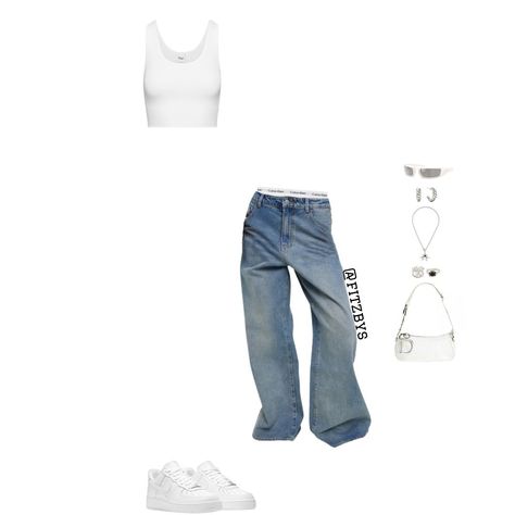 Grey Tube Top Outfit, Blue Jeans Summer Outfit, Sneakers Summer Outfit, Air Force 1s White, By Far Bag, Tube Top And Jeans, Strapless Top Outfit, Tube Outfit, White Top And Blue Jeans