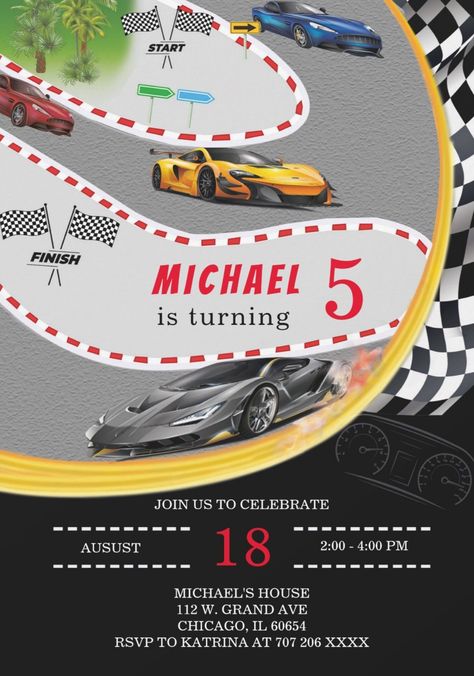 Car Birthday Invitations, Car Birthday Party Invitations, Cars Invitation, Racing Theme, Car Birthday Party, Cars Birthday Invitations, Invitation Card Birthday, Race Car Birthday Party, Race Car Birthday