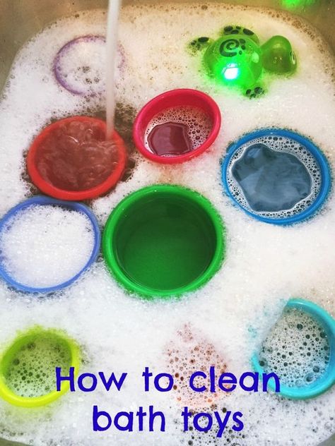 How to clean bath toys | Easy way to get all the black yucky gunk off bath toys and keep them clean! | Daisies & Pie Clean Bath Toys, Cleaning Bath Toys, Bath Toy Storage, Bathroom Toys, Homemade Toilet Cleaner, Diy Cleaning Products Recipes, Fast Cleaning, Bath Toy, Cleaning Toys