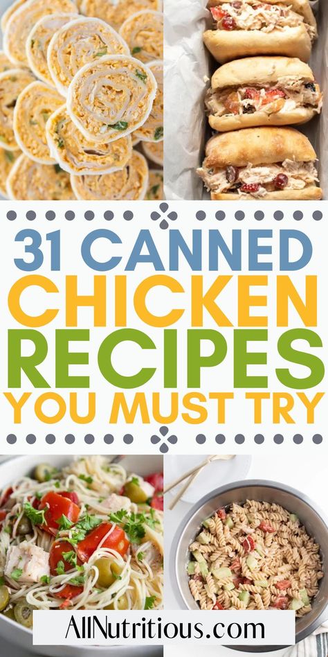 Recipes Using Chicken Patties, Can Of Chicken Recipes Meals, Can Chicken Ideas, Limited Ingredient Chicken Recipes, Lunch Ideas With Canned Chicken, Meal Prep With Canned Chicken, Cooked Chicken Freezer Meals, Canned Chicken Recipes Dinners Easy Meals, Chicken In A Can Recipe