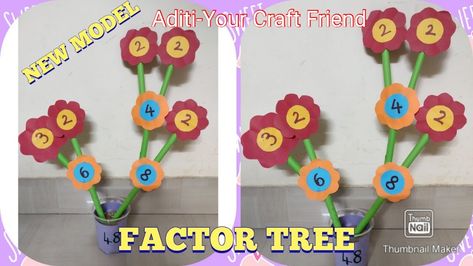 Factor Tree Project, Factor Tree Activity, Factor Tree Project Ideas, Prime Factorization Activities, Tree Model Making, Maths Model, Factor Trees, Maths Project, Birthday Board Classroom