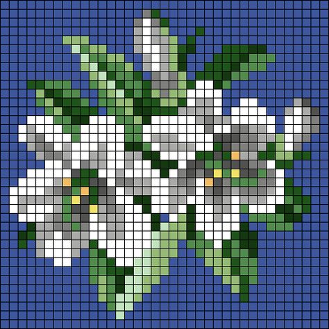 Pixel Crochet Pattern Flower, Flower Graph Pattern, Grid Crochet Patterns Flower, Cactus Alpha Pattern, Lily Pixel Art, Tapestry Crochet Patterns Cute, Crochet Flower Grid, Flowers Alpha Pattern, Floral Alpha Pattern