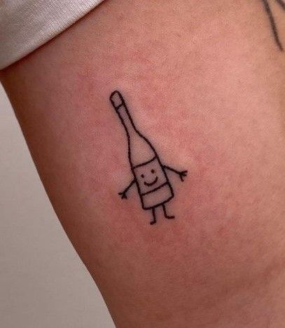 Weird Small Tattoos, Funny Minimalist Tattoo, Small Silly Tattoos, Silly Little Tattoos, Kendall Tattoo, Alcohol Tattoo, Cube Tattoo, Silly Tattoos, Swedish Tattoo