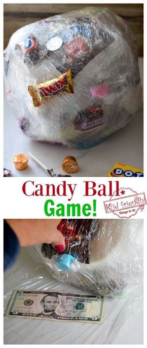 Candy Ball Game, Xmas Games, Fun Christmas Party Games, Birthday Party Games For Kids, Candy Balls, Fun Christmas Games, Candy Halloween, Halloween Games For Kids, Saran Wrap