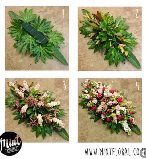 How to arrangements Casket Spray, Casket Flowers, Casket Sprays, Grave Flowers, Large Flower Arrangements, Flower Arrangement Designs, Church Flower Arrangements, Diy Arrangements, Memorial Flowers