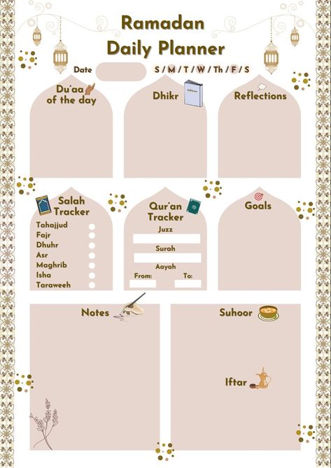 Aesthetic Planner Printables Free Ramadan Planner Ideas, Ramadhan Planner, College Planner Printables, Ramadan Prep, Business Planner Printables, Daily Study Planner, Aesthetic Weekly Planner, Ramadan Journal, Ramadan Printables