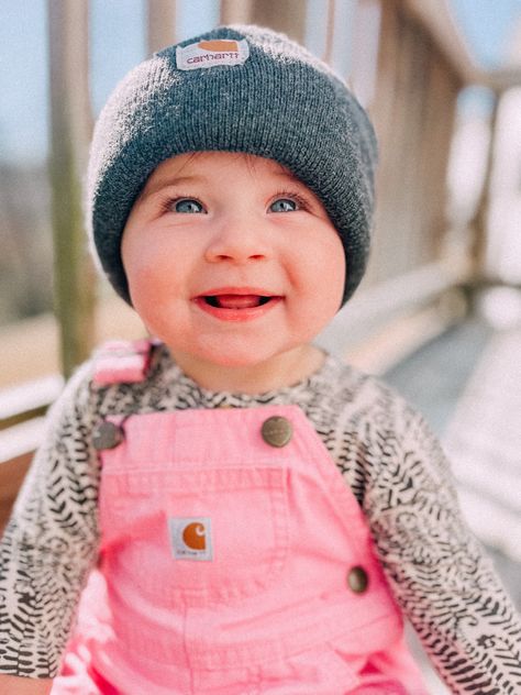 baby girl style carhartt overalls beanie pink gray fall winter spring wear Carhartt Beanie Baby, Pink Carhartt Overalls Baby, Girl Carhartt Outfits, Baby Carhartt Outfit, Carhartt Baby Outfits, Baby Carhartt Beanie, Baby Carhartt Overalls, Carhartt Onesie