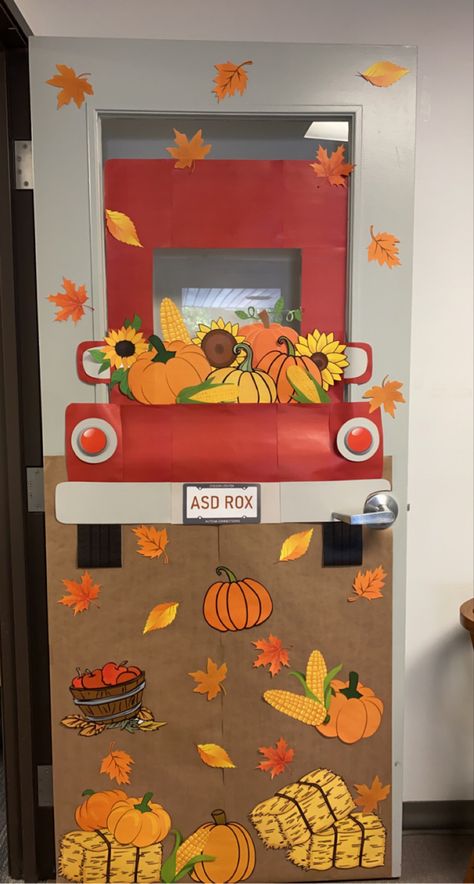 School Nurse Fall Door Decoration, Thanksgiving Ceiling Decorations Classroom, Thanksgiving Door Decorations Classroom Turkey, Thanks Giving Door Decorations For School, Thanksgiving Wall Decorations Ideas, November Office Decorations, Fall Decor For Preschool Classroom, Thanksgiving Decorations Door Classroom, Fall Decor Ideas For School