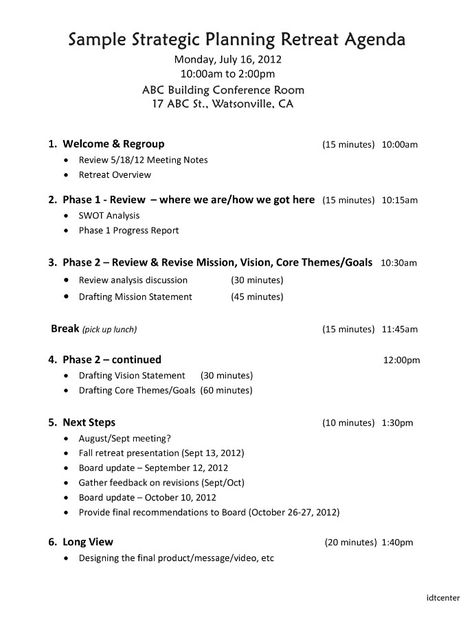 Sample of strategic planning retreat agenda template. To be able to have a prosperous retreat, you need to have a carefully planned outline of activities. A retreat agenda template is fundamental Retreat Agenda Template, Company Retreat Activities, Company Retreat Ideas, Leadership Retreat Ideas, Calm Office, Travel Consultant Business, Leadership Retreat, Retreat Activities, Business Agenda