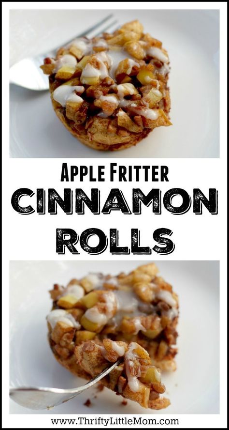 Apple Fritter Cinnamon Rolls Recipe. This easy & tasty recipe is one that you can make with fresh or canned apples as well as Pillsbury or other refrigerated cinnamon bun dough. Bake this in muffin cups for a simple fall breakfast or dessert! Apple Fritter Cinnamon Roll, Cinnamon Bun Dough, Rice With Milk, Pillsbury Cinnamon Roll Recipes, Fresh Apple Recipes, Pillsbury Cinnamon Rolls, Cinnamon Roll Recipe, Apple Cinnamon Rolls, Apple Fritter