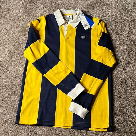 Men’s Adidas Polo Adidas Shirt Mens, Rugby Vintage, Adidas Yellow, Men Adidas, Shirt Design Inspiration, Clothing Pieces, Mens Stripes, Adidas Shirt, Short Sleeve Pullover