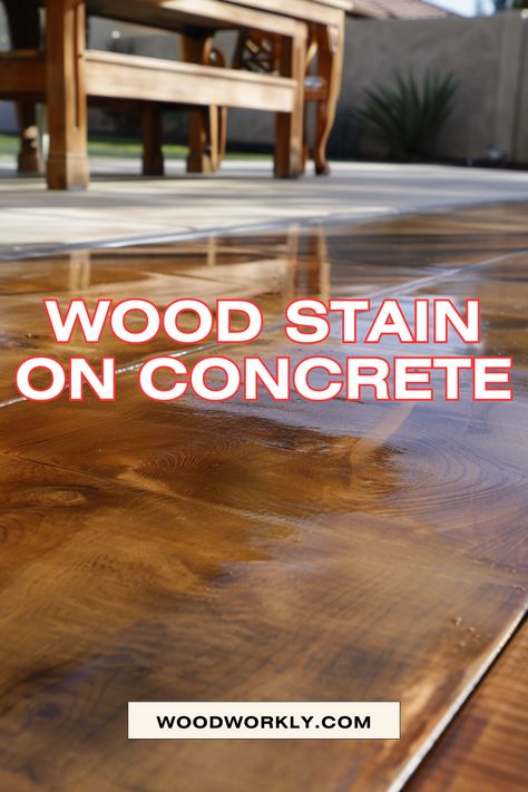 Discover the magic of wood stain on concrete! Learn how to achieve beautiful, durable finishes on your floors and outdoor spaces. Perfect for DIY enthusiasts looking to add warmth and character to their home. 🎨✨ #WoodStainOnConcrete #DIYHomeDecor #ConcreteStaining #Woodworkly #OutdoorProjects. Click to explore more and bring new life to your concrete surfaces Paint Concrete Like Wood, Diy Stain Concrete Floor, Diy Concrete Stained Floors, Wood And Concrete Floor, Staining Cement Floors Diy, Concrete Floor Stain Ideas, Diy Stained Concrete Patio, Concrete Stained Floors Colors, Staining Outdoor Concrete