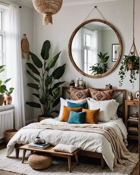 20 Minimalist Boho Bedroom Ideas That Are Simple, Yet Trendy – ToolzView Guest Bedroom Simple Ideas, Apartment Bedroom Ideas For Couples Cozy, Small Bohemian Bedroom Ideas, Scandi Boho Bedroom, Afro Boho Bedroom, Modern Boho Bedroom Ideas, Function Aesthetic, Boho Bedroom Diy, Boho Bedroom Design