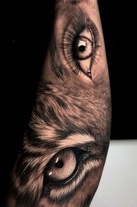 Wolf Eye Tattoo, Tiger Eyes Tattoo, Octopus Tattoo Sleeve, Black Panther Tattoo, Hyper Realistic Tattoo, Wolf Eyes, Cool Ear Piercings, Black Girls With Tattoos